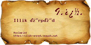 Illik Árpád névjegykártya